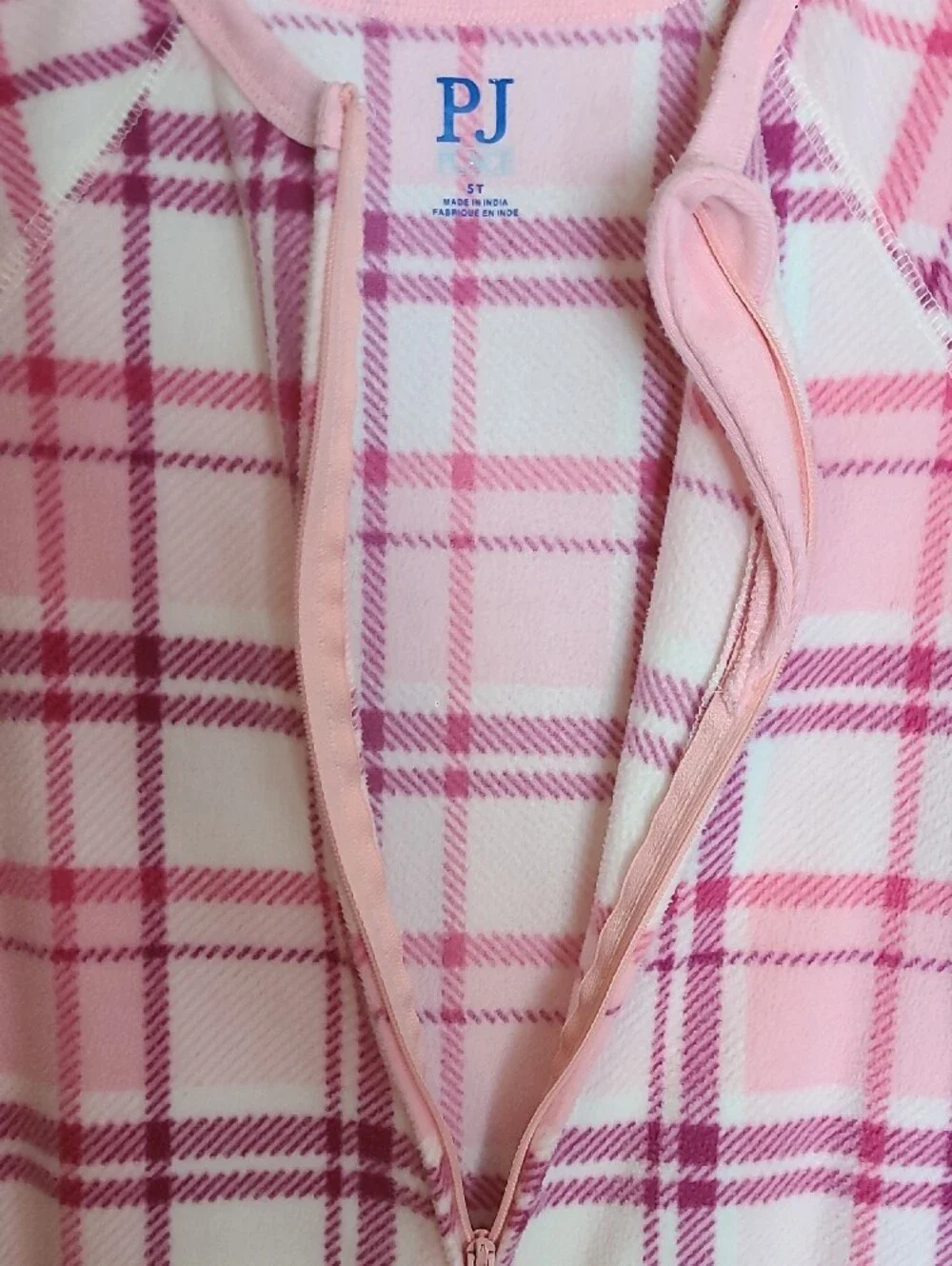 Pj Place Pink Plaid Kids One-Piece Footed Pajamas Size 5T